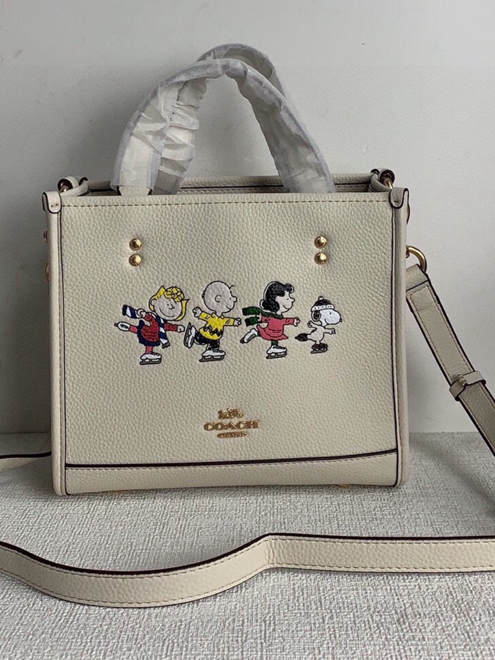 Coach Cream Satchel with Peanuts Character Print - Picture 2 of 4
